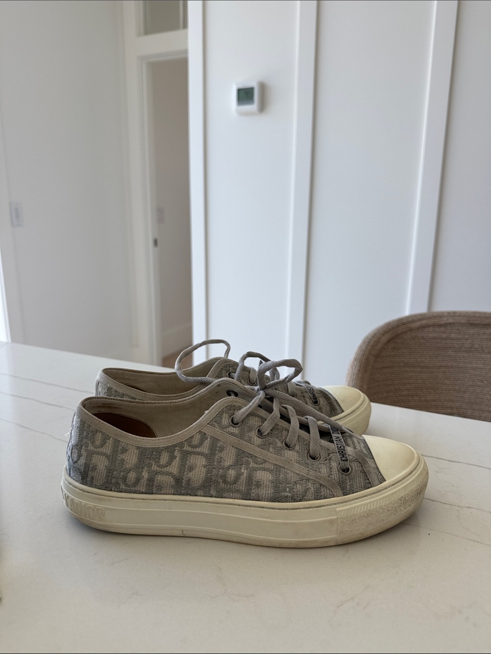 Dior Gray Oblique Low-Top Sneakers “walk n Dior shoes”